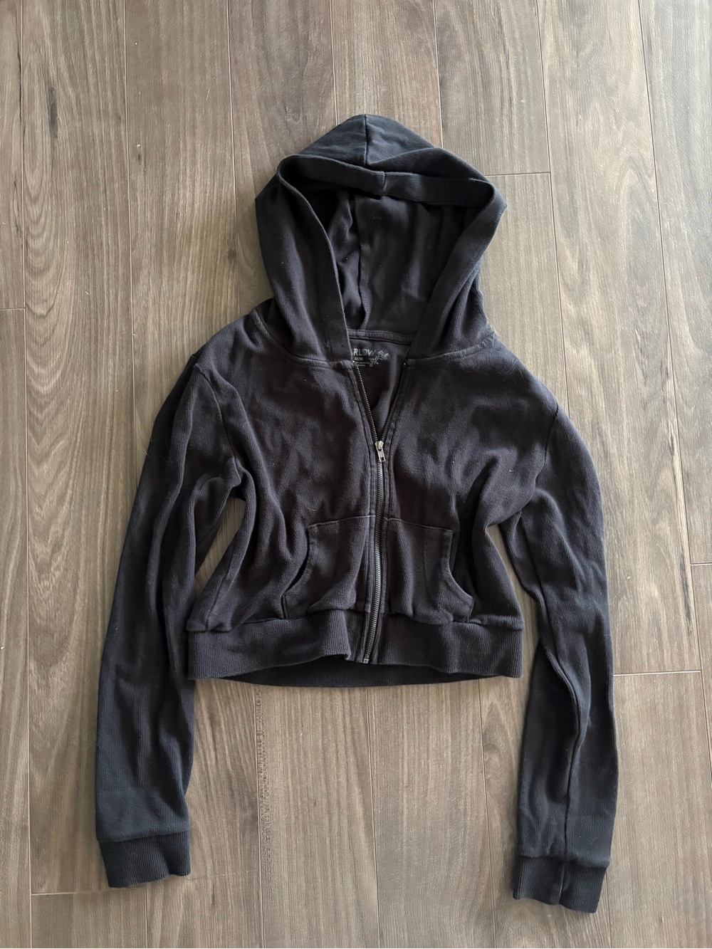 Women’s Harlow Black Cropped Zip Hoodie